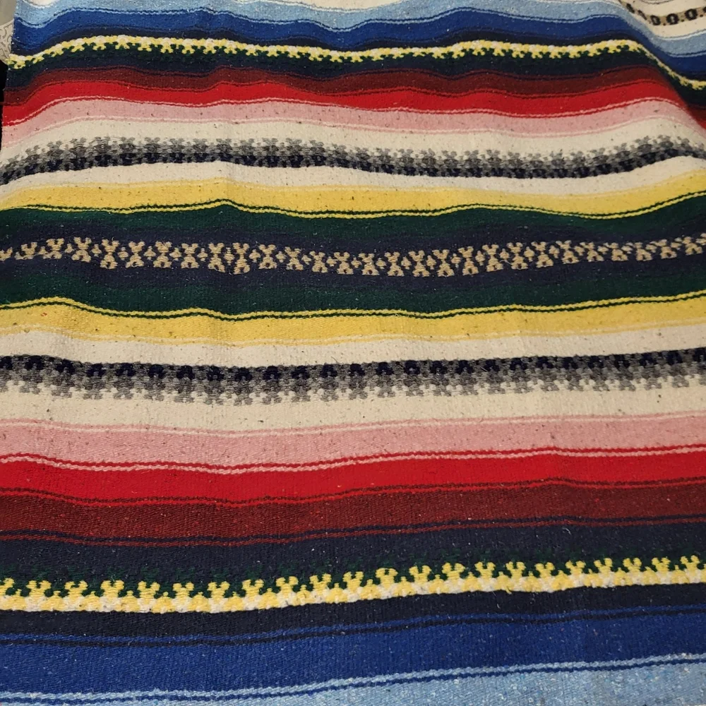 Colorful Striped Mexican Blanket Vintage